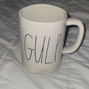 Rae Dunn (Magenta) Gulp White Mug. Bring On The Coffee!